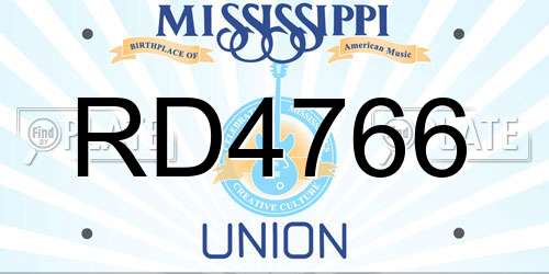 RD4766 Mississippi License Plate