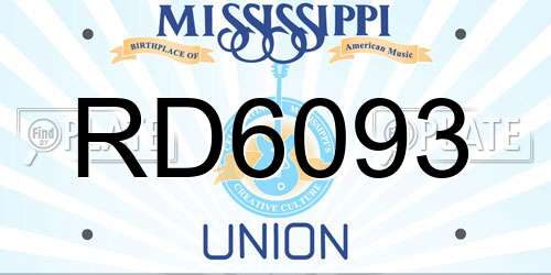 RD6093 Mississippi License Plate