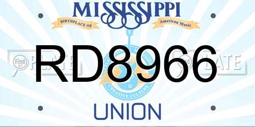 RD8966 Mississippi License Plate