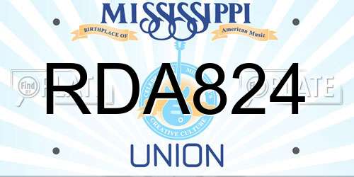 RDA824 Mississippi License Plate