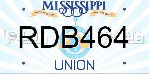 RDB464 Mississippi License Plate