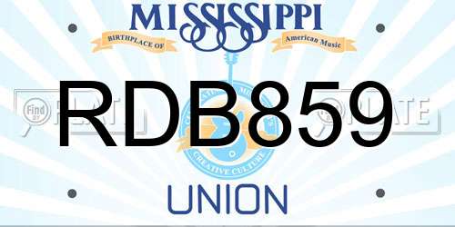 RDB859 Mississippi License Plate