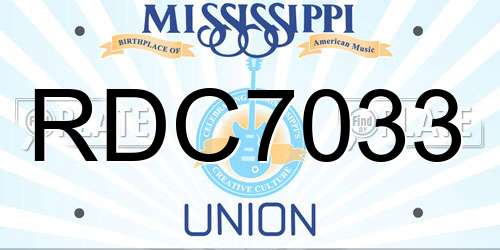 RDC7033 Mississippi License Plate