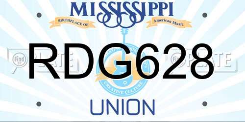 RDG628 Mississippi License Plate