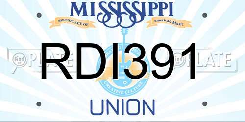RDI391 Mississippi License Plate