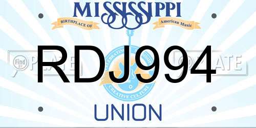RDJ994 Mississippi License Plate