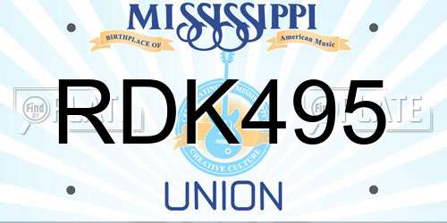 RDK495 Mississippi License Plate