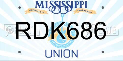 RDK686 Mississippi License Plate