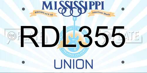 RDL355 Mississippi License Plate