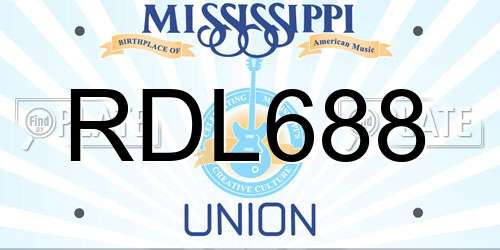 RDL688 Mississippi License Plate