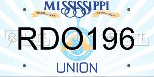 RDO196 Mississippi License Plate