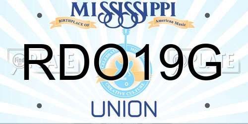 RDO19G Mississippi License Plate