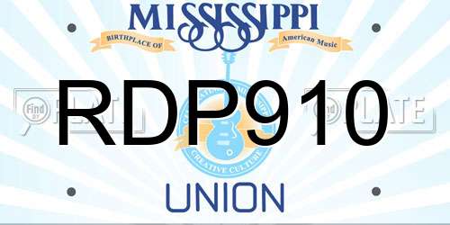 RDP910 Mississippi License Plate
