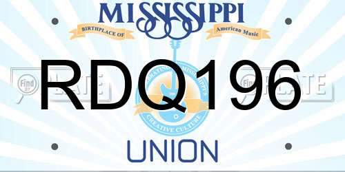 RDQ196 Mississippi License Plate