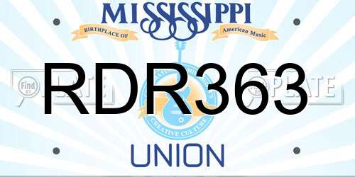 RDR363 Mississippi License Plate