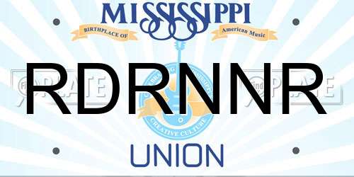 RDRNNR Mississippi License Plate
