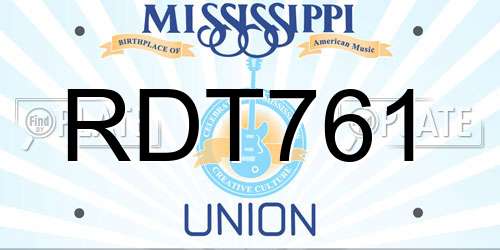 RDT761 Mississippi License Plate
