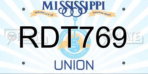 RDT769 Mississippi License Plate