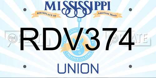 RDV374 Mississippi License Plate