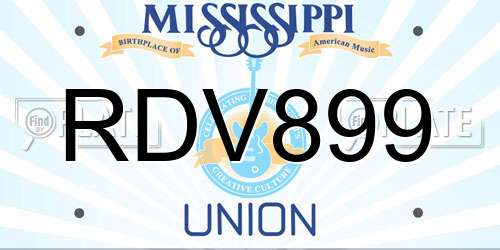 RDV899 Mississippi License Plate