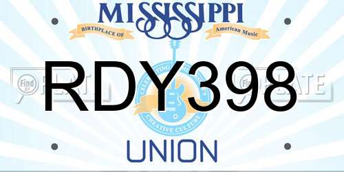 RDY398 Mississippi License Plate