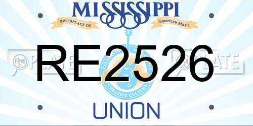 RE2526 Mississippi License Plate