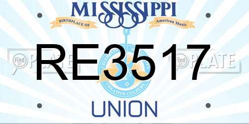 RE3517 Mississippi License Plate