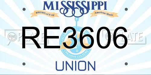 RE3606 Mississippi License Plate