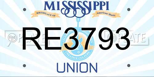 RE3793 Mississippi License Plate