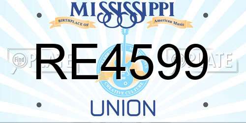 RE4599 Mississippi License Plate