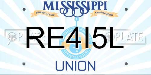 RE4I5L Mississippi License Plate