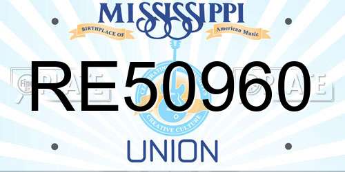 RE50960 Mississippi License Plate