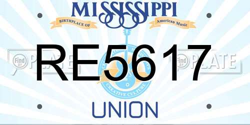 RE5617 Mississippi License Plate
