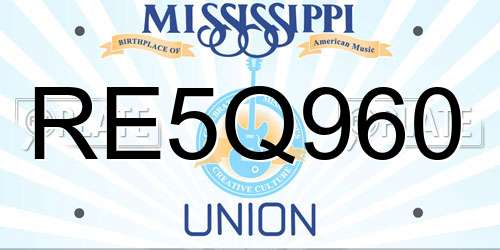 RE5Q960 Mississippi License Plate