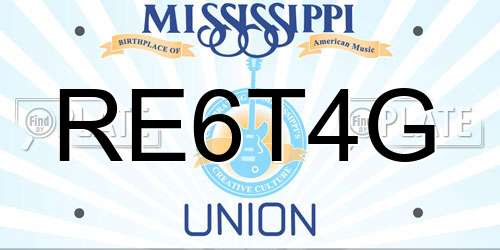 RE6T4G Mississippi License Plate
