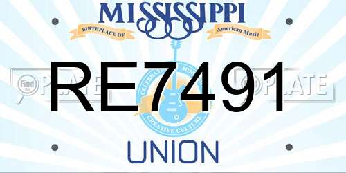 RE7491 Mississippi License Plate