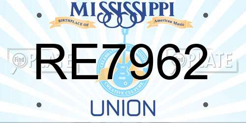 RE7962 Mississippi License Plate