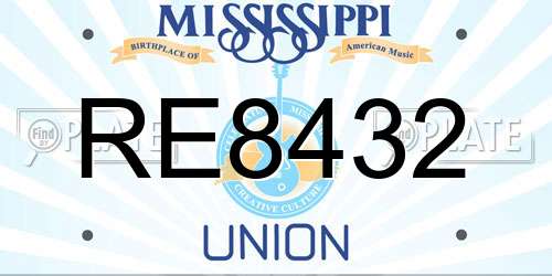 RE8432 Mississippi License Plate
