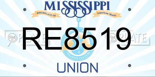 RE8519 Mississippi License Plate
