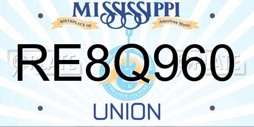 RE8Q960 Mississippi License Plate