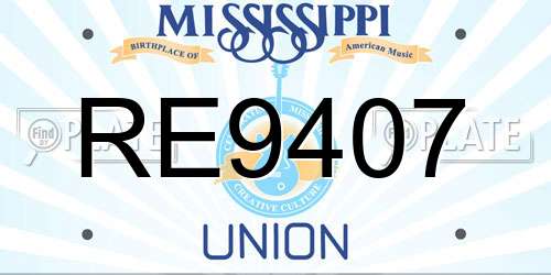 RE9407 Mississippi License Plate