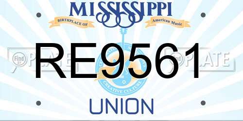 RE9561 Mississippi License Plate