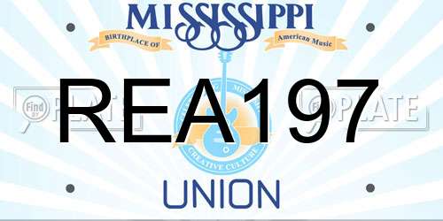 REA197 Mississippi License Plate