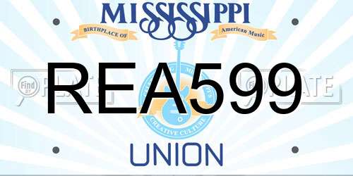 REA599 Mississippi License Plate