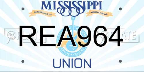 REA964 Mississippi License Plate