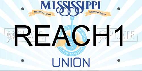 REACH1 Mississippi License Plate