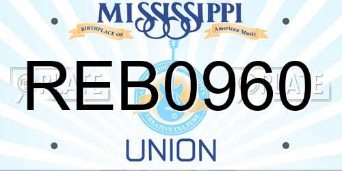 REB0960 Mississippi License Plate