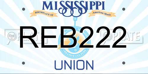 REB222 Mississippi License Plate