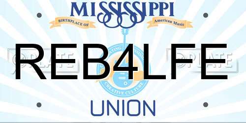 REB4LFE Mississippi License Plate