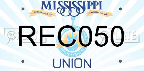 REC050 Mississippi License Plate